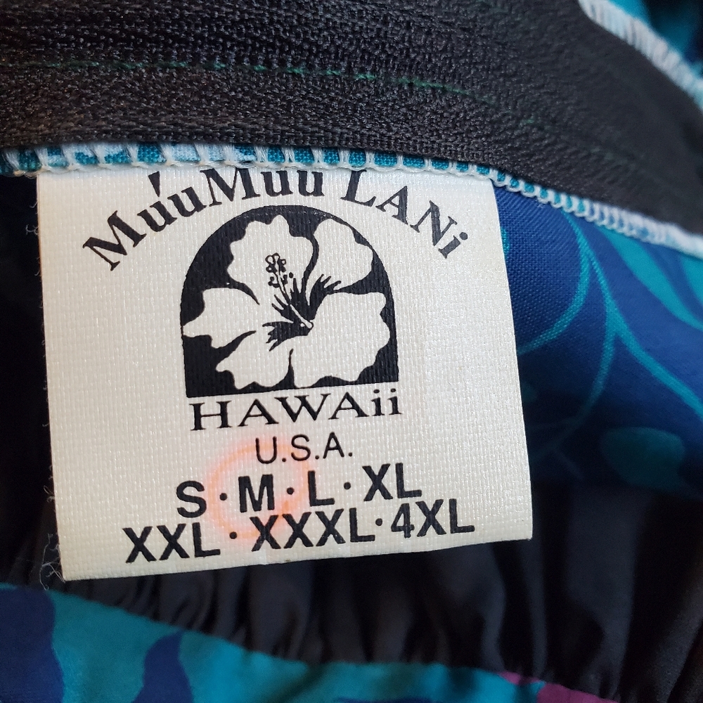 Ladies Vintage Blue Hawaiian muumuu Maxi dress medium - Picture 9 of 10